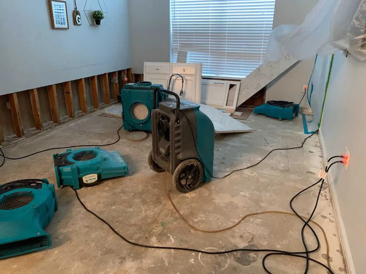Dehumidifier in flood-cut room for Water Extraction & Removal in Jamestown